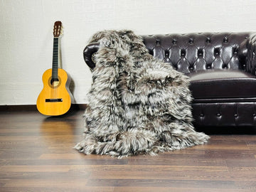 Real Silver Fox Fur Blanket Throw • Home Warmer Genuine Fur Blanket Throw • Housewarming gift • Vintage Fur Blanket Sofa Cover